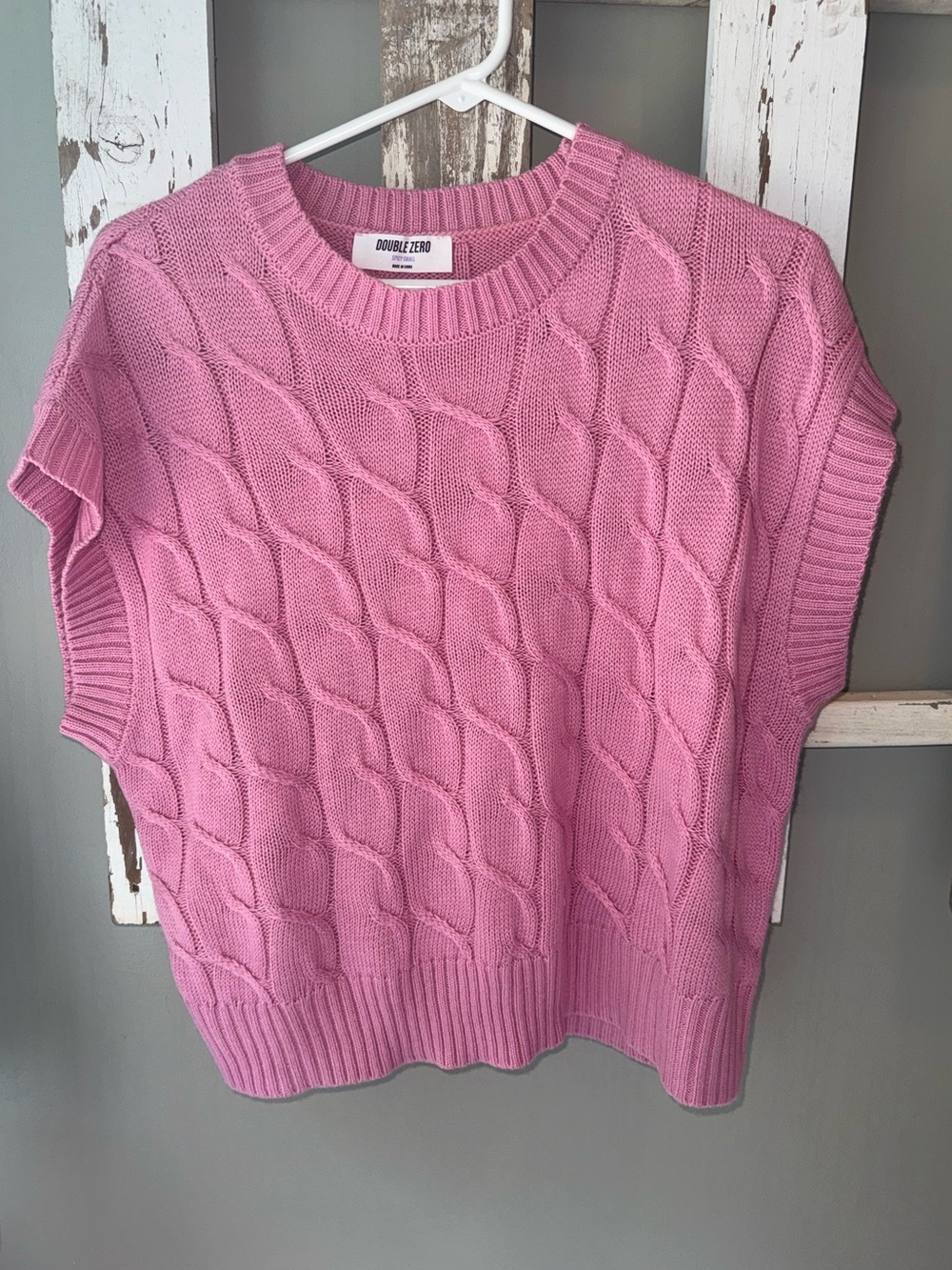 Double Zero Bubblegum Pink Cable Knit Sweater Vest